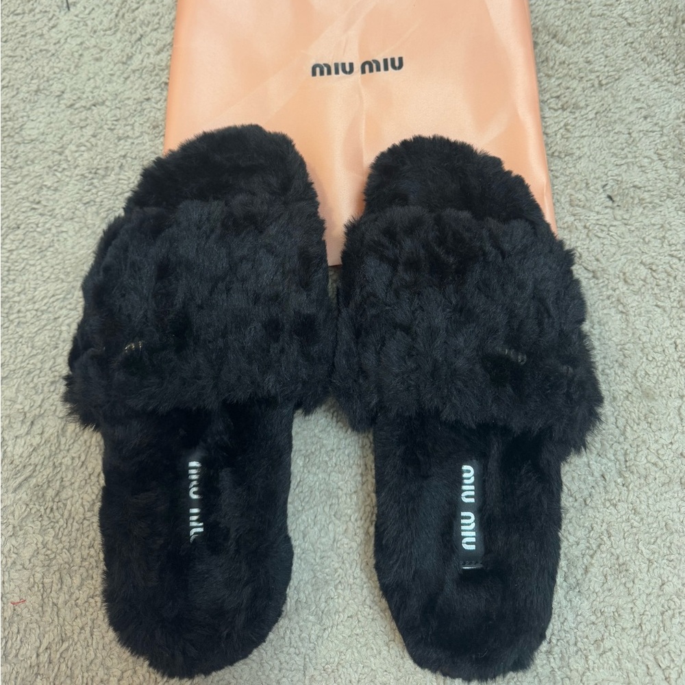 Black Miu Miu Slippers